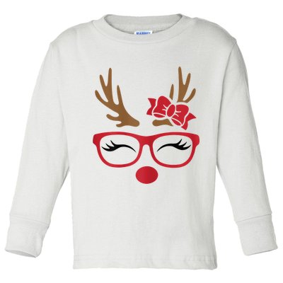 Reindeer Lady Messy Bun Toddler Long Sleeve Shirt
