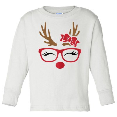 Reindeer Lady Messy Bun Toddler Long Sleeve Shirt