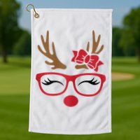 Reindeer Lady Messy Bun Golf Towel