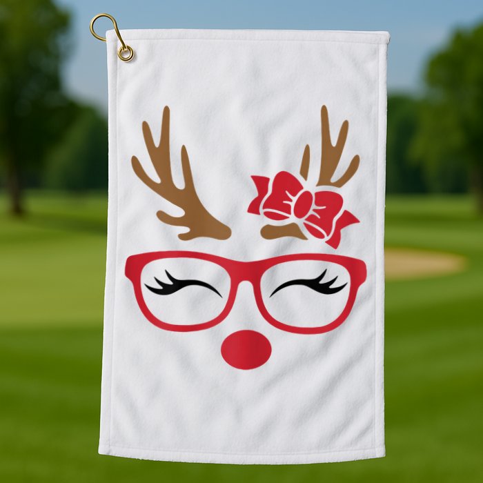 Reindeer Lady Messy Bun Golf Towel