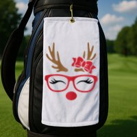 Reindeer Lady Messy Bun Golf Towel