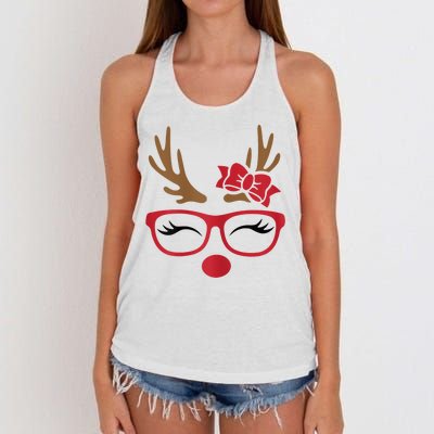 Reindeer Lady Messy Bun Women's Knotted Racerback Tank