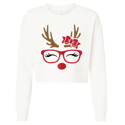 Reindeer Lady Messy Bun Cropped Pullover Crew