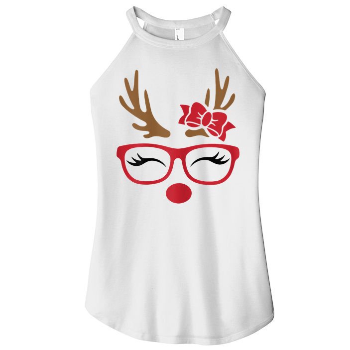 Reindeer Lady Messy Bun Women's Perfect Tri Rocker Tank