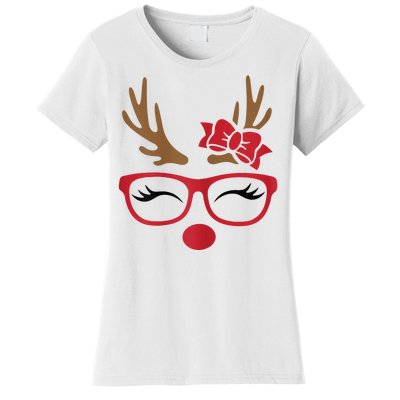 Reindeer Lady Messy Bun Women's T-Shirt