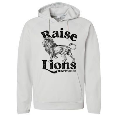 Raise Lions Mom Conservative Christian Mothers Day For Mom Performance Fleece Hoodie