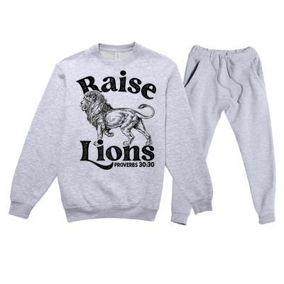 Raise Lions Mom Conservative Christian Mothers Day For Mom Premium Crewneck Sweatsuit Set