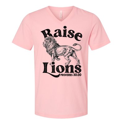 Raise Lions Mom Conservative Christian Mothers Day For Mom V-Neck T-Shirt