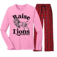 Raise Lions Mom Conservative Christian Mothers Day For Mom Women's Long Sleeve Flannel Pajama Set 