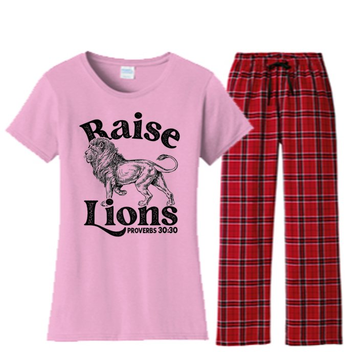 Raise Lions Mom Conservative Christian Mothers Day For Mom Women's Flannel Pajama Set