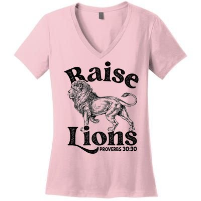 Raise Lions Mom Conservative Christian Mothers Day For Mom Women's V-Neck T-Shirt