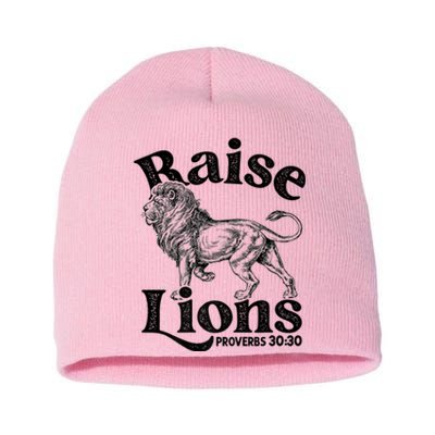 Raise Lions Mom Conservative Christian Mothers Day For Mom Short Acrylic Beanie