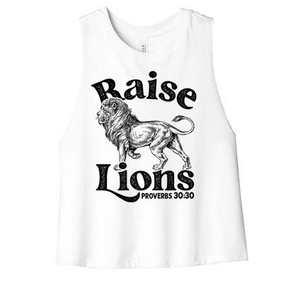 Raise Lions Mom Conservative Christian Mothers Day For Mom Women's Racerback Cropped Tank