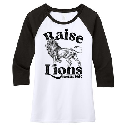 Raise Lions Mom Conservative Christian Mothers Day For Mom Women's Tri-Blend 3/4-Sleeve Raglan Shirt