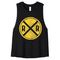 Railroad Locomotive Model Train Lover Women's Racerback Cropped Tank