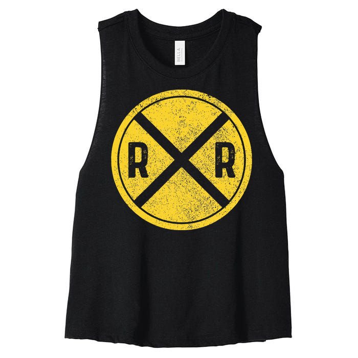 Railroad Locomotive Model Train Lover Women's Racerback Cropped Tank