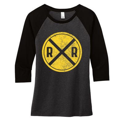 Railroad Locomotive Model Train Lover Women's Tri-Blend 3/4-Sleeve Raglan Shirt