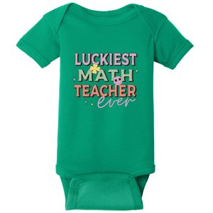 Retro Luckiest Math Teacher Ever Funny Shamrock St Patricks Day Baby Bodysuit