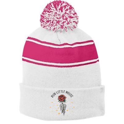 Run Little Mouse Haunting Adeline Stripe Pom Pom Beanie