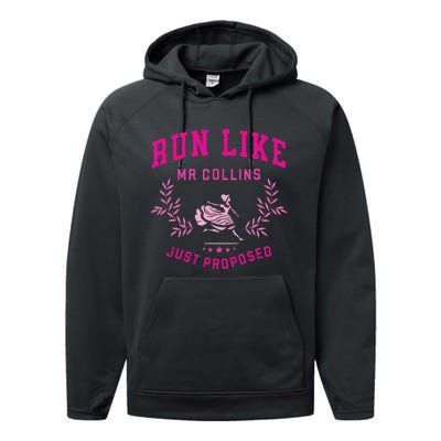 Run Like Mr Collins Just Proposed Funny Books And Running Performance Fleece Hoodie