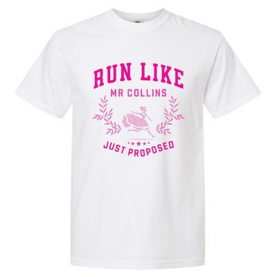 Run Like Mr Collins Just Proposed Funny Books And Running Garment-Dyed Heavyweight T-Shirt