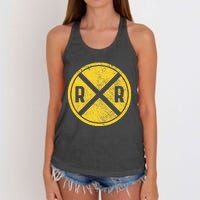 Railroad Locomotive Model Train Lover Women's Knotted Racerback Tank