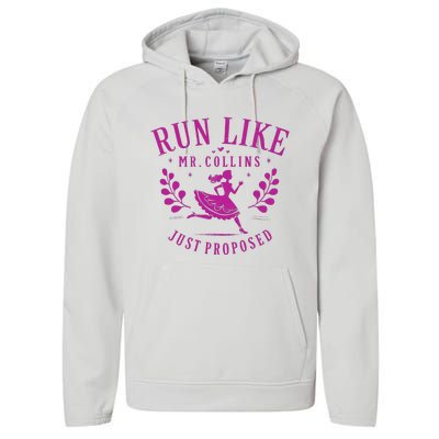 Run Like Mr Collins Just Proposed Vintage Design Performance Fleece Hoodie