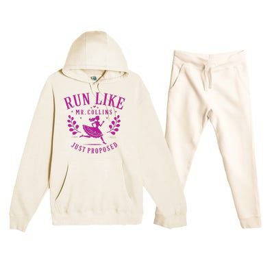 Run Like Mr Collins Just Proposed Vintage Design Premium Hooded Sweatsuit Set