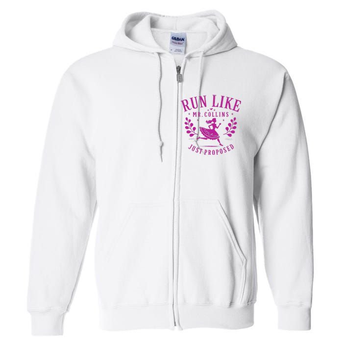 Run Like Mr Collins Just Proposed Vintage Design Full Zip Hoodie