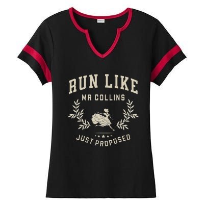 Run Like Mr Collins Just Proposed Funny Books And Running Gift Ladies Halftime Notch Neck Tee