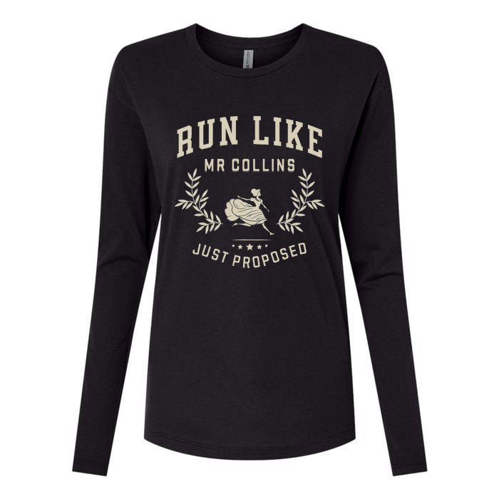 Run Like Mr Collins Just Proposed Funny Books And Running Gift Womens Cotton Relaxed Long Sleeve T-Shirt