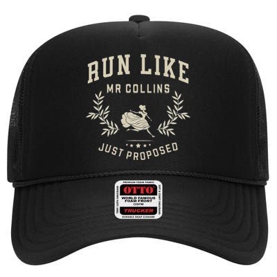 Run Like Mr Collins Just Proposed Funny Books And Running Gift High Crown Mesh Back Trucker Hat