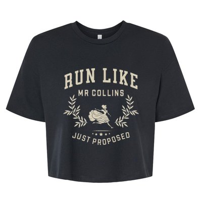 Run Like Mr Collins Just Proposed Funny Books And Running Gift Bella+Canvas Jersey Crop Tee