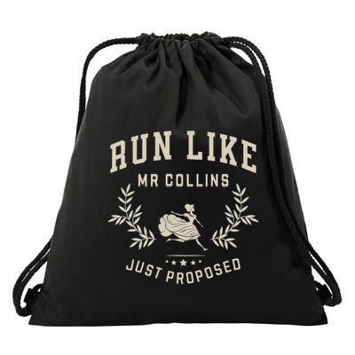 Run Like Mr Collins Just Proposed Funny Books And Running Gift Drawstring Bag