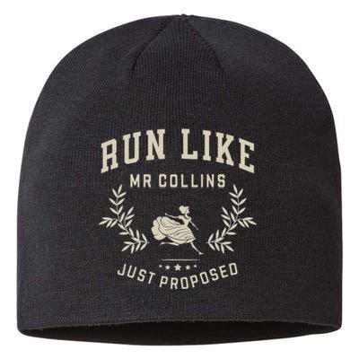 Run Like Mr Collins Just Proposed Funny Books And Running Gift Sustainable Beanie