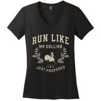 Run Like Mr Collins Just Proposed Funny Books And Running Gift Women's V-Neck T-Shirt