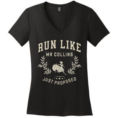 Run Like Mr Collins Just Proposed Funny Books And Running Gift Women's V-Neck T-Shirt