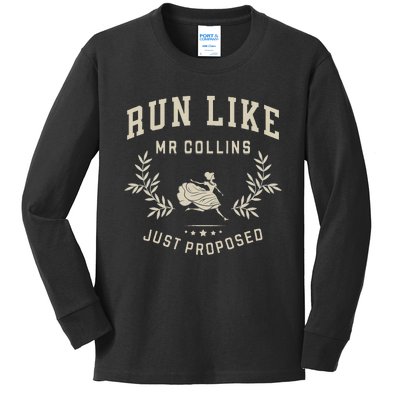 Run Like Mr Collins Just Proposed Funny Books And Running Gift Kids Long Sleeve Shirt