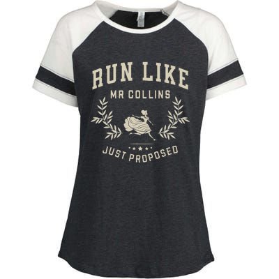 Run Like Mr Collins Just Proposed Funny Books And Running Gift Enza Ladies Jersey Colorblock Tee