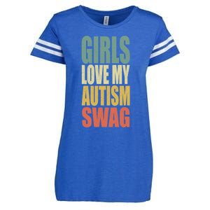 Retro Love My Autism Swag Autistic Funny Gift Awareness Gift Enza Ladies Jersey Football T-Shirt