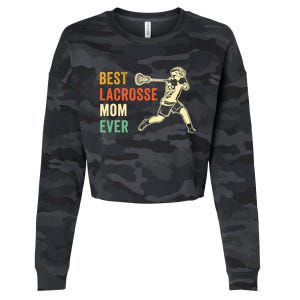 Retro Lacrosse Mom LAX Mom LAX Player Team Sports Lover Cute Cropped Pullover Crew