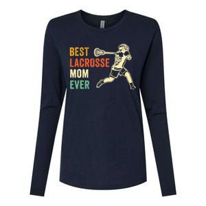 Retro Lacrosse Mom LAX Mom LAX Player Team Sports Lover Cute Womens Cotton Relaxed Long Sleeve T-Shirt