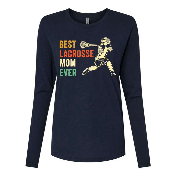 Retro Lacrosse Mom LAX Mom LAX Player Team Sports Lover Cute Womens Cotton Relaxed Long Sleeve T-Shirt