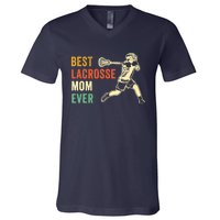 Retro Lacrosse Mom LAX Mom LAX Player Team Sports Lover Cute V-Neck T-Shirt