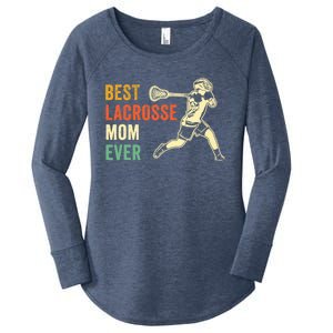 Retro Lacrosse Mom LAX Mom LAX Player Team Sports Lover Cute Women's Perfect Tri Tunic Long Sleeve Shirt