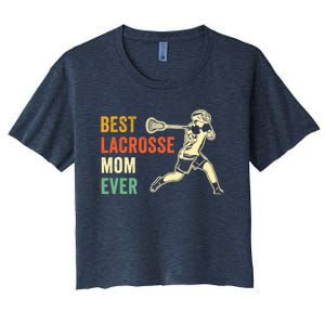 Retro Lacrosse Mom LAX Mom LAX Player Team Sports Lover Cute Women's Crop Top Tee