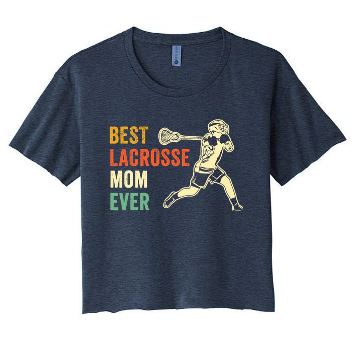 Retro Lacrosse Mom LAX Mom LAX Player Team Sports Lover Cute Women's Crop Top Tee