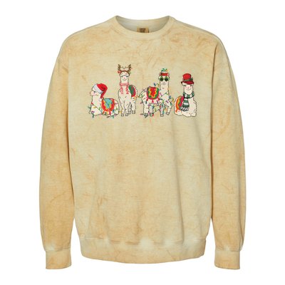 Retro Lama Merry Christmas Sweatshirt Llama Xmas Light Funny Alpaca Colorblast Crewneck Sweatshirt