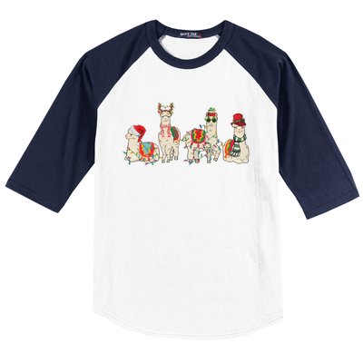 Retro Lama Merry Christmas Sweatshirt Llama Xmas Light Funny Alpaca Baseball Sleeve Shirt