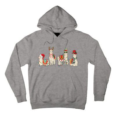 Retro Lama Merry Christmas Sweatshirt Llama Xmas Light Funny Alpaca Tall Hoodie